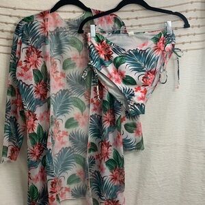 ☀️🏖️Two Piece☀️Swim Bottom Size 14 High Waist Sheer Cover Up Measures 21"